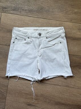 American Eagle Outfitters White Raw-Hem Denim Shorts